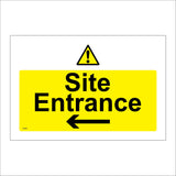 CS265 Site Entrance Sign with Triangle Exclamation Mark Left Arrow