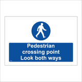 CS293 Pedestrian Crossing  Point Look Both Ways Sign with Circle Person