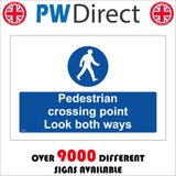 CS293 Pedestrian Crossing  Point Look Both Ways Sign with Circle Person