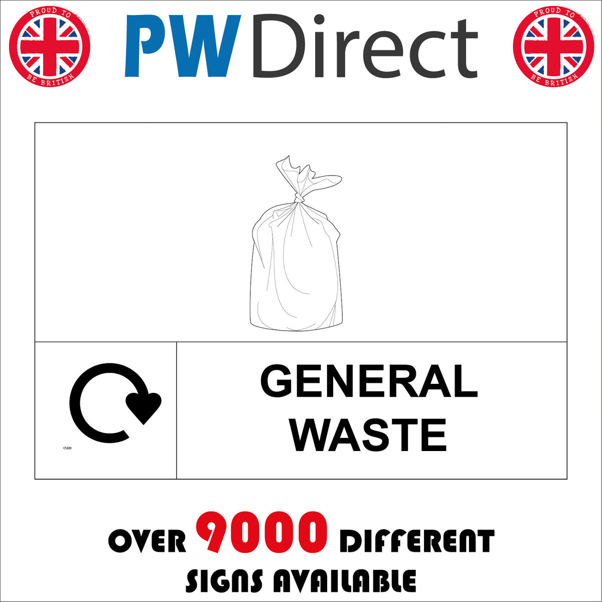 General Waste Recycling Sign with Rubbish Bag Recycling Logo – PWDirect