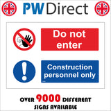 CS330 Do No Enter Construction Personnel Only Sign with 2 Circles Hand Exclamation Mark