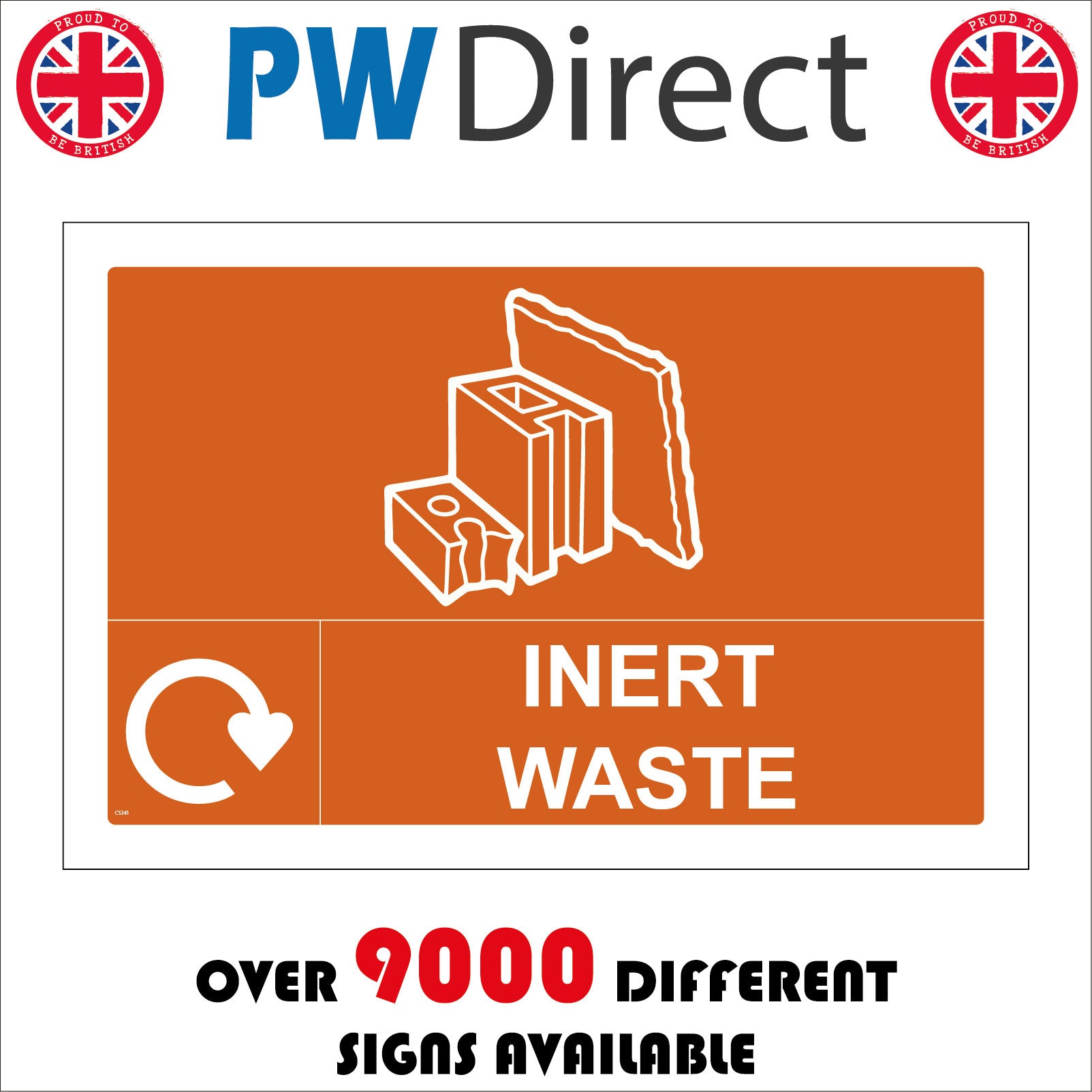 Inertskip Sign Inert Waste Recycling Sign with Bricks Recycling Logo – PWDirect