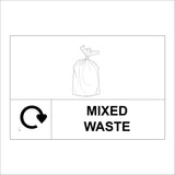 CS342 Mixed Waste Recycling Sign with Rubbish Bag Recycling Logo