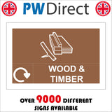 CS351 Wood And Timber Only Recycling Sign with Wood Recycling Logo
