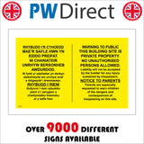 CS476 Warning To Public Building Sight Welsh Dual Language