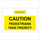 CS533 Caution Pedestrians Take Priority Logo People Walker Roadway