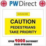 CS533 Caution Pedestrians Take Priority Logo People Walker Roadway