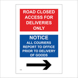 CS562 Road Closed Notice Right Arrow No Entry Direction Goods Post