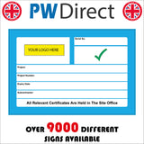CS591 Plant Labels Logo Serial Numbers Check Sheet