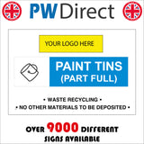 CS597 Paint Tins Part Full Recycling Decorating Recycling Logo