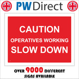 CS602 Caution Operatives Working Slow Down