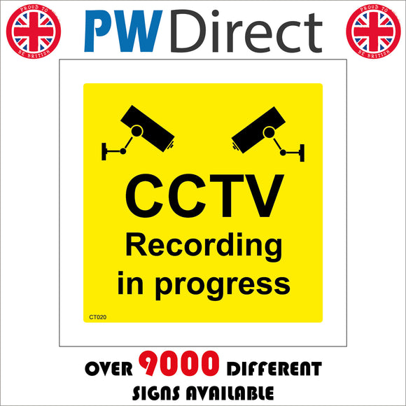 CT020 Cctv Recording In Progress Sign with Camera