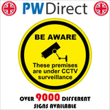 CT029 Be Aware These Premises Are Under Cctv Surveillance Sign with Camera Circle (Sticker Only)