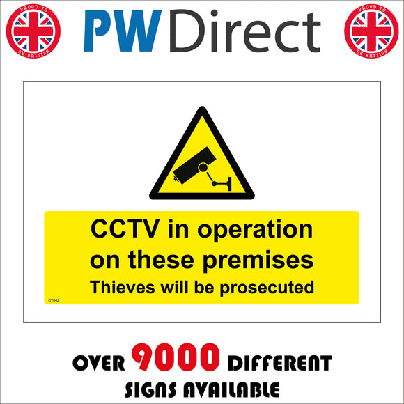 CT042 Cctv In Operation On These Premises Sign with Camera Triangle