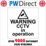 CT047 Warning Cctv In Operation Sign with Triangle Camera