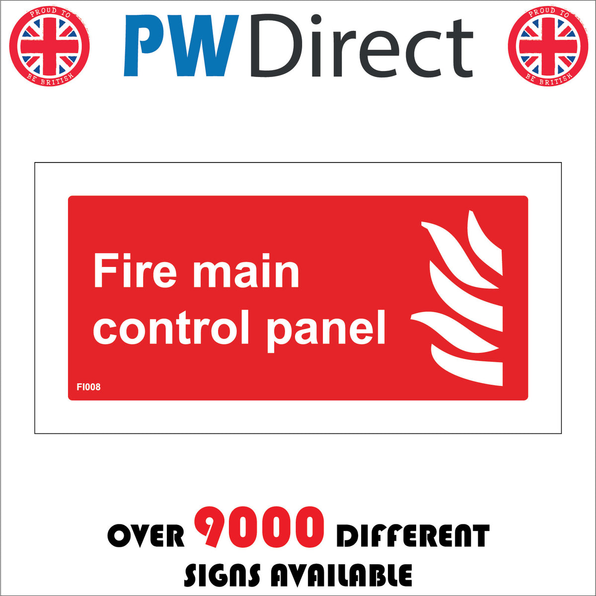 Fire Main Control Panel Sign with Fire – PWDirect