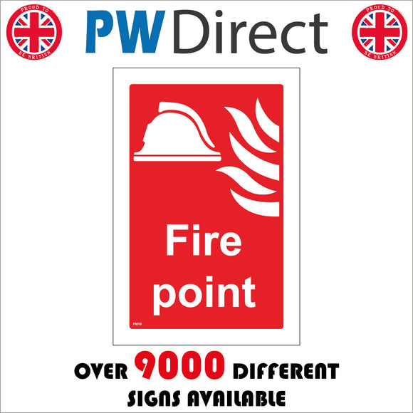 FI010 Fire Point Sign with Fire Helmet