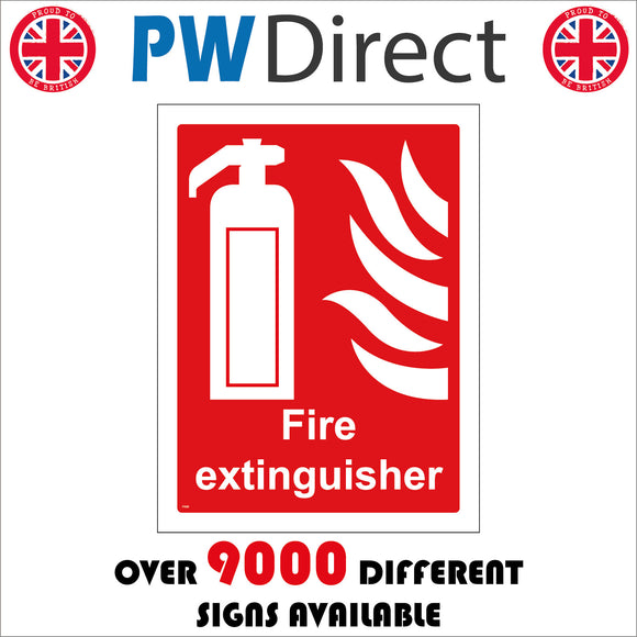 FI029 Fire Sign with Fire Extinguisher Flames