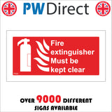 FI033 Fire Extinguisher Must Be Kept Clear Sign with Fire Extinguisher Fire