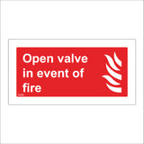 FI056 Open Valve In Event Of Fire Sign with Fire