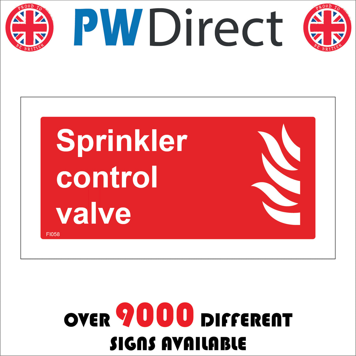 Sprinkler Control Valve Sign with Fire – PWDirect