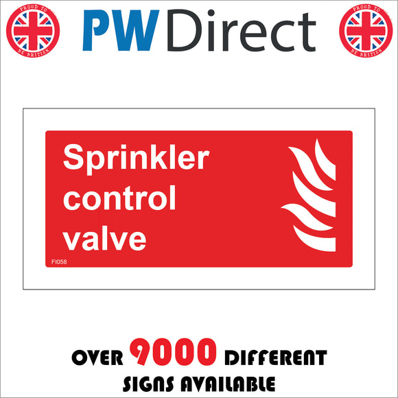FI058 Sprinkler Control Valve Sign with Fire