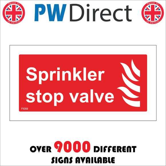 FI059 Sprinkler Stop Valve Sign with Fire