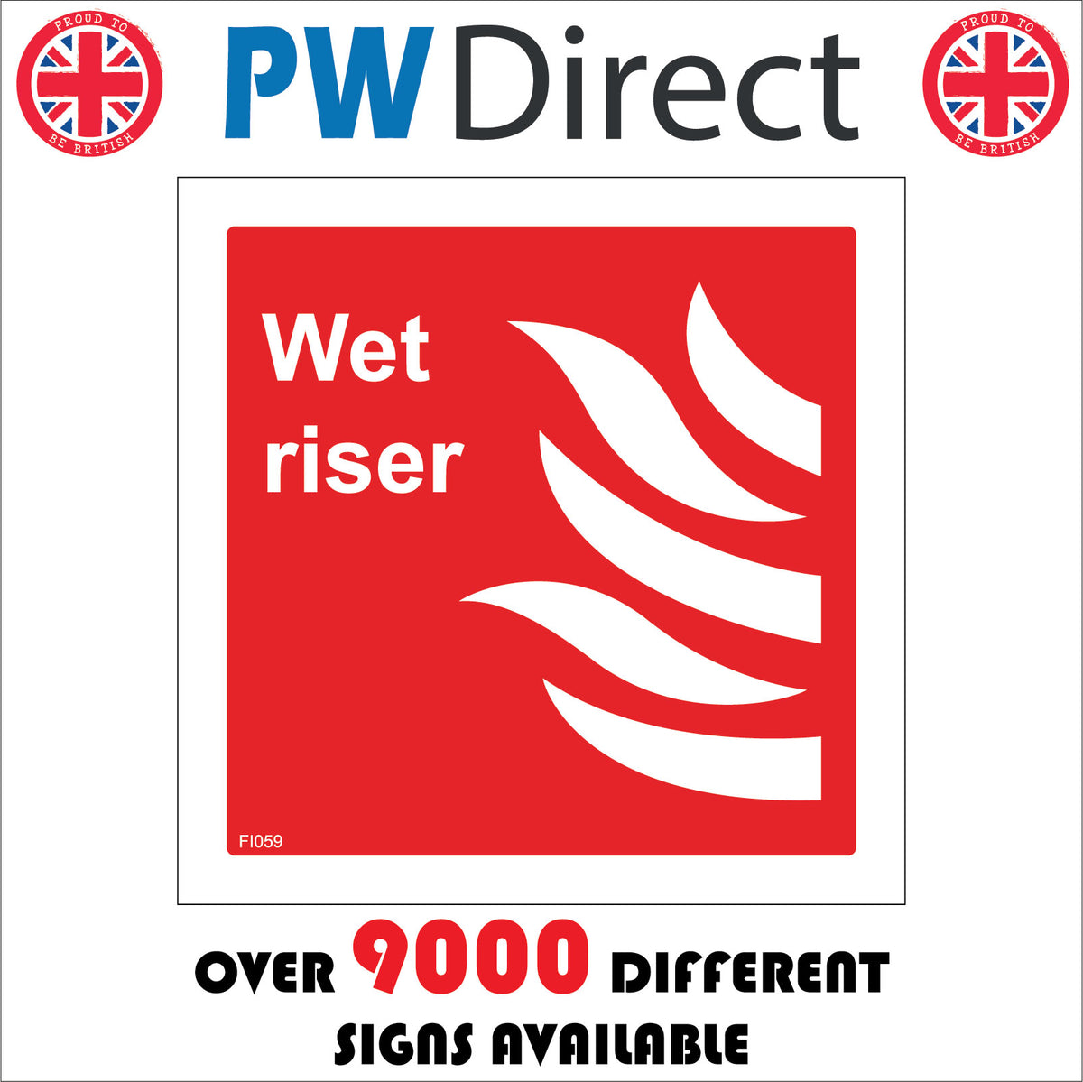 Wet Riser Sign with Fire – PWDirect