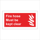 FI064 Fire Hose Must Be Kept Clear Sign with Fire