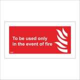 FI081 To Be Used Only In The Event Of Fire Sign with Fire