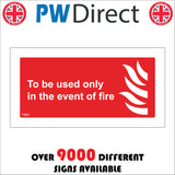 FI081 To Be Used Only In The Event Of Fire Sign with Fire