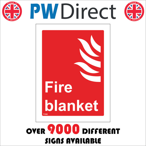 FI086 Fire Blanket Sign with Fire