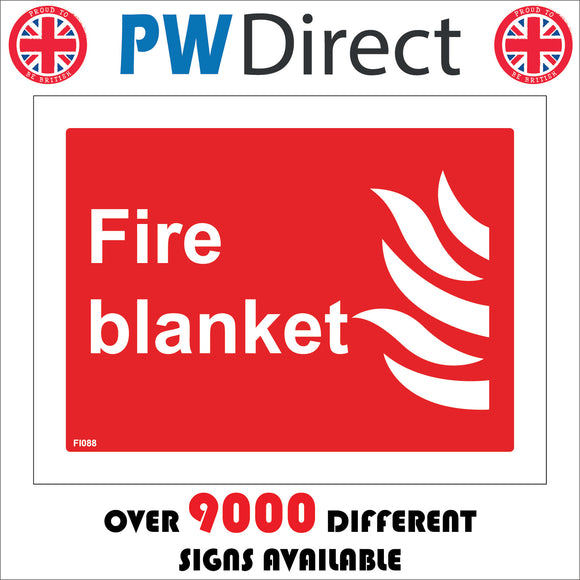 FI088 Fire Blanket Sign with Fire