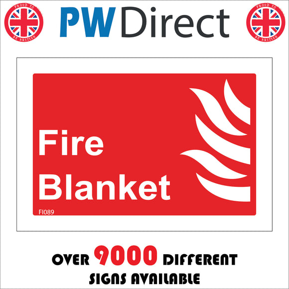 FI089 Fire Blanket Sign with Fire