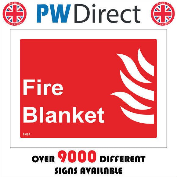 FI089 Fire Blanket Sign with Fire