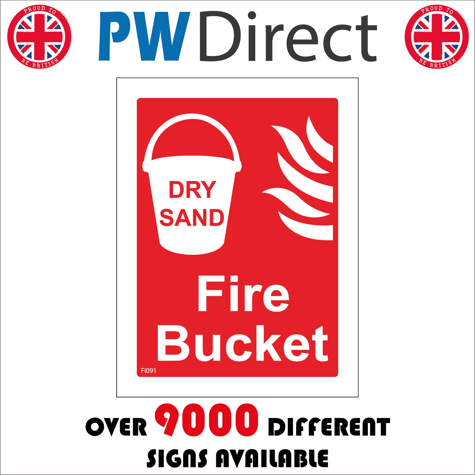 Dry Sand Fire Bucket Sign with Fire Bucket – PWDirect