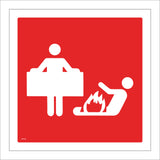 FI116 Fire Blanket Safety Sign with People Fire Fire Blanket