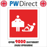 FI116 Fire Blanket Safety Sign with People Fire Fire Blanket