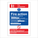 FI126 Fire Action Sign with Fire Extinguisher Fire Exclamation Mark