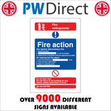 FI126 Fire Action Sign with Fire Extinguisher Fire Exclamation Mark