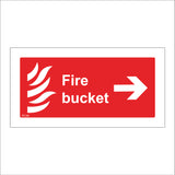 FI134 Fire Bucket Right Sign with Flames Arrow