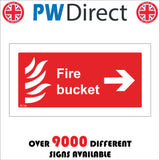 FI134 Fire Bucket Right Sign with Flames Arrow