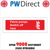 FI147 Petrol Pumps Switch Off Here Sign with Fire