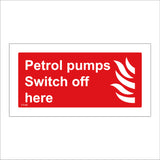 FI148 Petrol Pumps Switch Off Here Sign with Fire