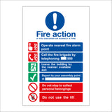FI163 Fire Action If You Discover Or Suspect A Fire. Operate Nearest Fire Alarm Point Sign with Circle Exclamation Mark Hand Fire,People Phone