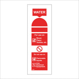 FI167 Water For Use On Wood, Paper, Textiles, Etc Do Not Use On Flammable Liquids Sign with Fire Can Lightning Bolt