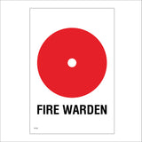 FI176 Fire Warden Sign with Red Circle White Dot In Centre