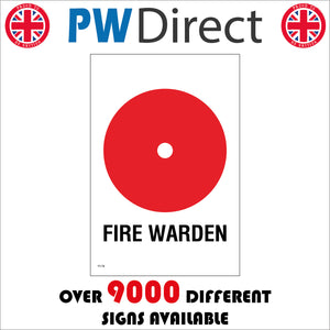 FI176 Fire Warden Sign with Red Circle White Dot In Centre