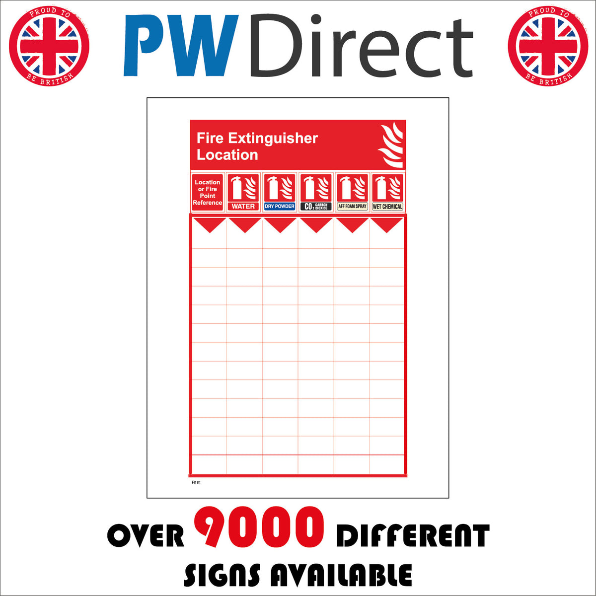 Fire Extinguisher Location Location Or Fire Point Reference Sign with 5 ...