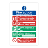 FI182 Fire Action If You Discover Or Suspect A Fire Sign with Flames People Phone Switch Door